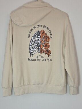 Zach Bryan Womens Small Cream Find Someone Who Grows Flowers Hoodie